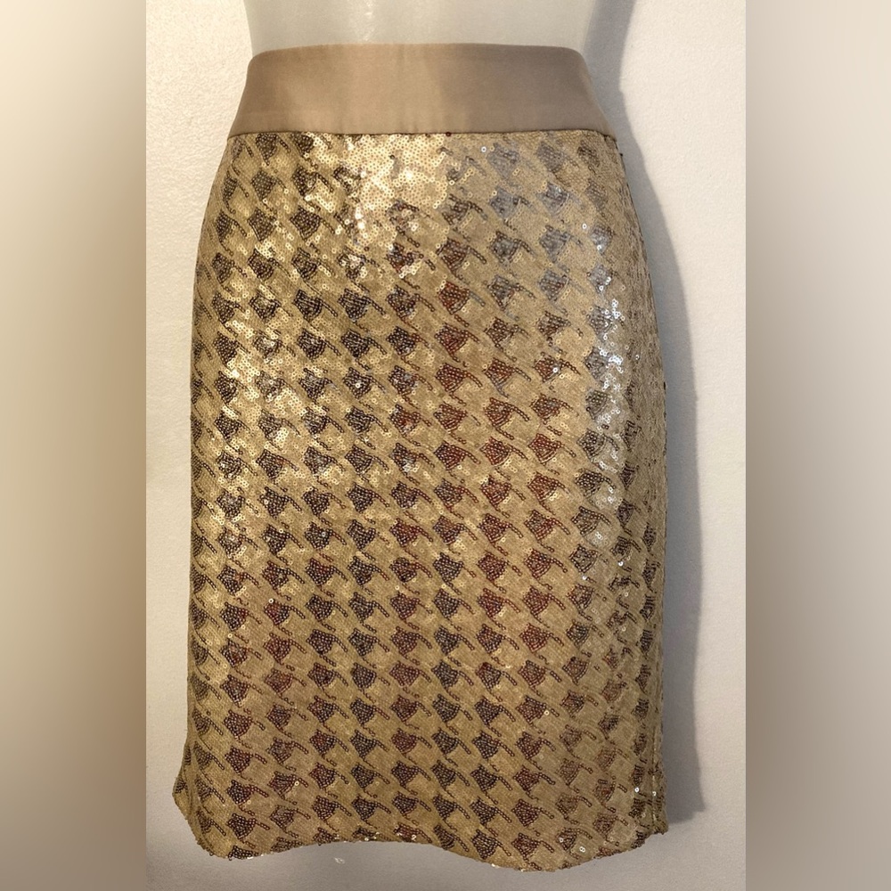 The Limited Gold Sequin Houndstooth Pencil Skirt Size 2